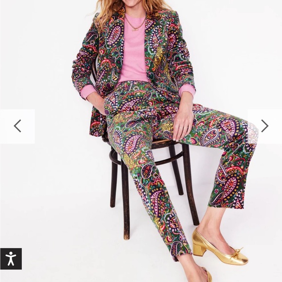 Boden Marylebone Velvet Paisley Tiger Bloom Blazer Size 2R - Picture 2 of 15